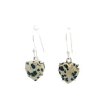 Prong Set Dalmatian Jasper Cabochon Dangle Earrings