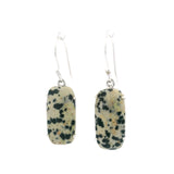 Prong Set Dalmatian Jasper Cabochon Dangle Earrings