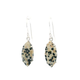 Prong Set Dalmatian Jasper Cabochon Dangle Earrings