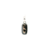 Dendritic Agate Pendant Rectangle Bezel Set on Detail Silver Bezel