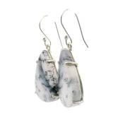 Dendritic Opal Dangle Earrings - Pear Prong Set with Classic Branch