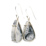 Dendritic Opal Dangle Earrings - Pear Prong Set with Classic Branch