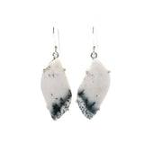 Dendritic Opal S-Shaped Dangle Earrings Prong Set