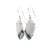 Dendritic Opal S-Shaped Dangle Earrings Prong Set