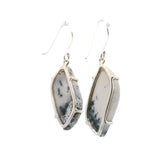 Dendritic Opal S-Shaped Dangle Earrings Prong Set