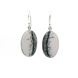 Dendritic Opal Dangle Earrings - Oval Silver Bezel