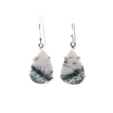 Dendritic Opal Dangle Earrings - Pear Prong Set