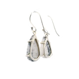 Dendritic Opal Dangle Earrings - Pear Prong Set with Vertical Pattern