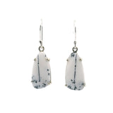 Dendritic Opal Dangle Earrings - Freeform Pear Prong Set