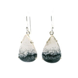 Dendritic Opal Dangle Earrings - Pear Prong Set with Lower Dendrites