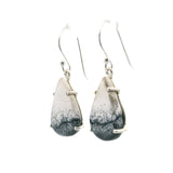 Dendritic Opal Dangle Earrings - Pear Prong Set with Lower Dendrites