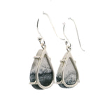 Dendritic Opal Dangle Earrings - Pear Prong Set with Lower Dendrites