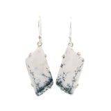 Dendritic Opal Dangle Earrings - Cabochon Prong Set