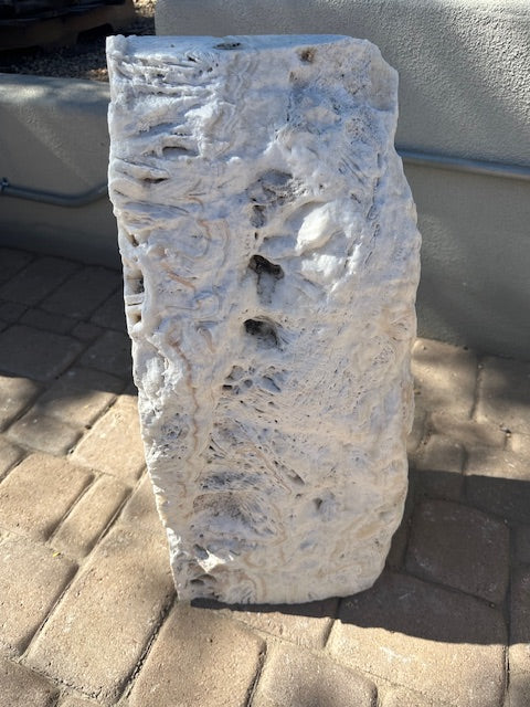 Yellow Zebra White Fossil Onyx Block Fountain ***NO Basin