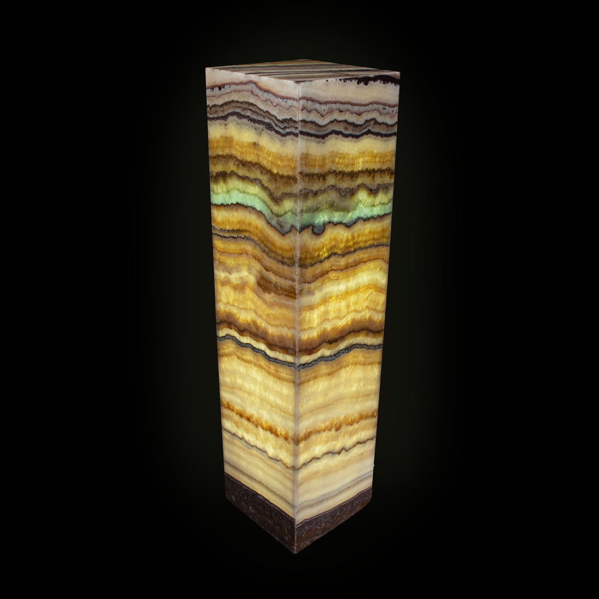 Exquisite Aqua Onyx Square Pedestal Luminary