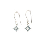 Faceted Aquamarine Dangle Earrings - Square