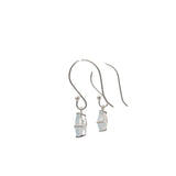 Faceted Aquamarine Dangle Earrings - Square