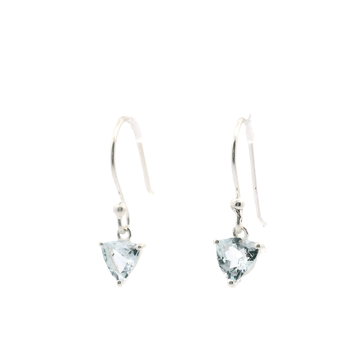 Faceted Aquamarine Dangle Earrings - Triangle
