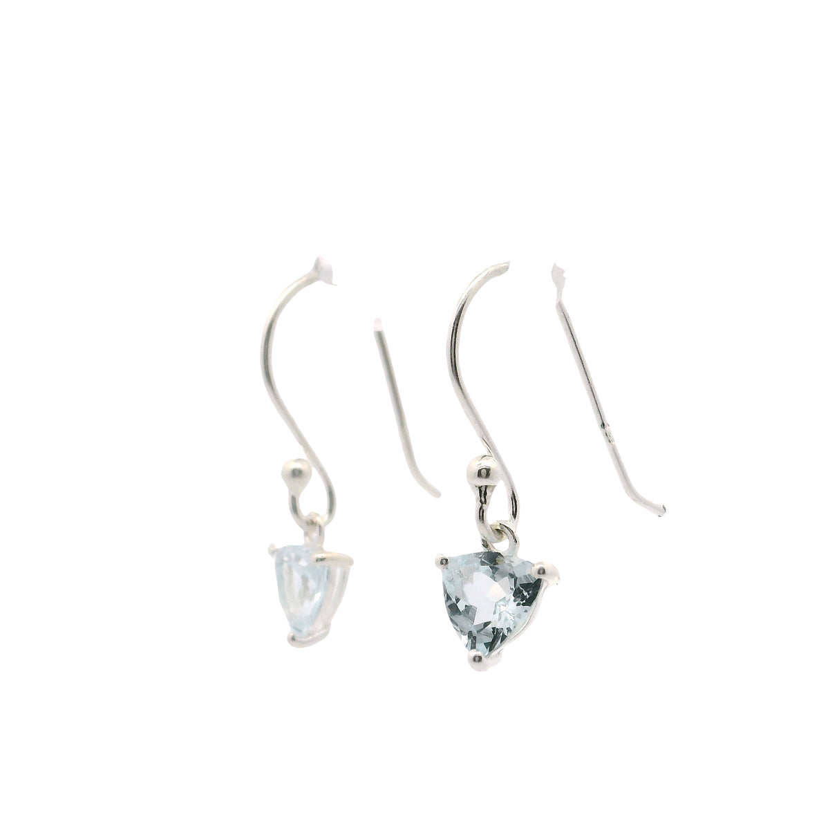 Faceted Aquamarine Dangle Earrings - Triangle