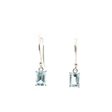 Faceted Aquamarine Dangle Earrings - Rectangle