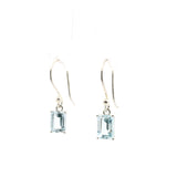 Faceted Aquamarine Dangle Earrings - Rectangle