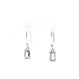 Faceted Aquamarine Dangle Earrings - Rectangle