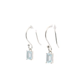 Faceted Aquamarine Dangle Earrings - Rectangle