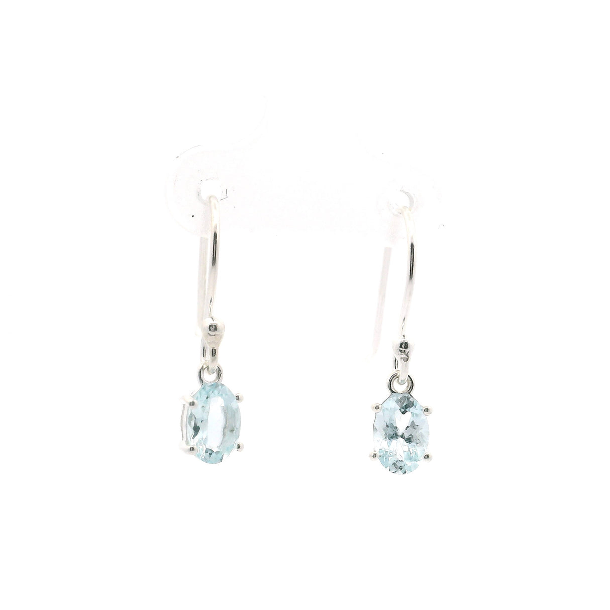 Faceted Aquamarine Dangle Earrings - Oval