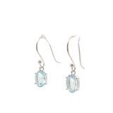 Faceted Aquamarine Dangle Earrings - Oval