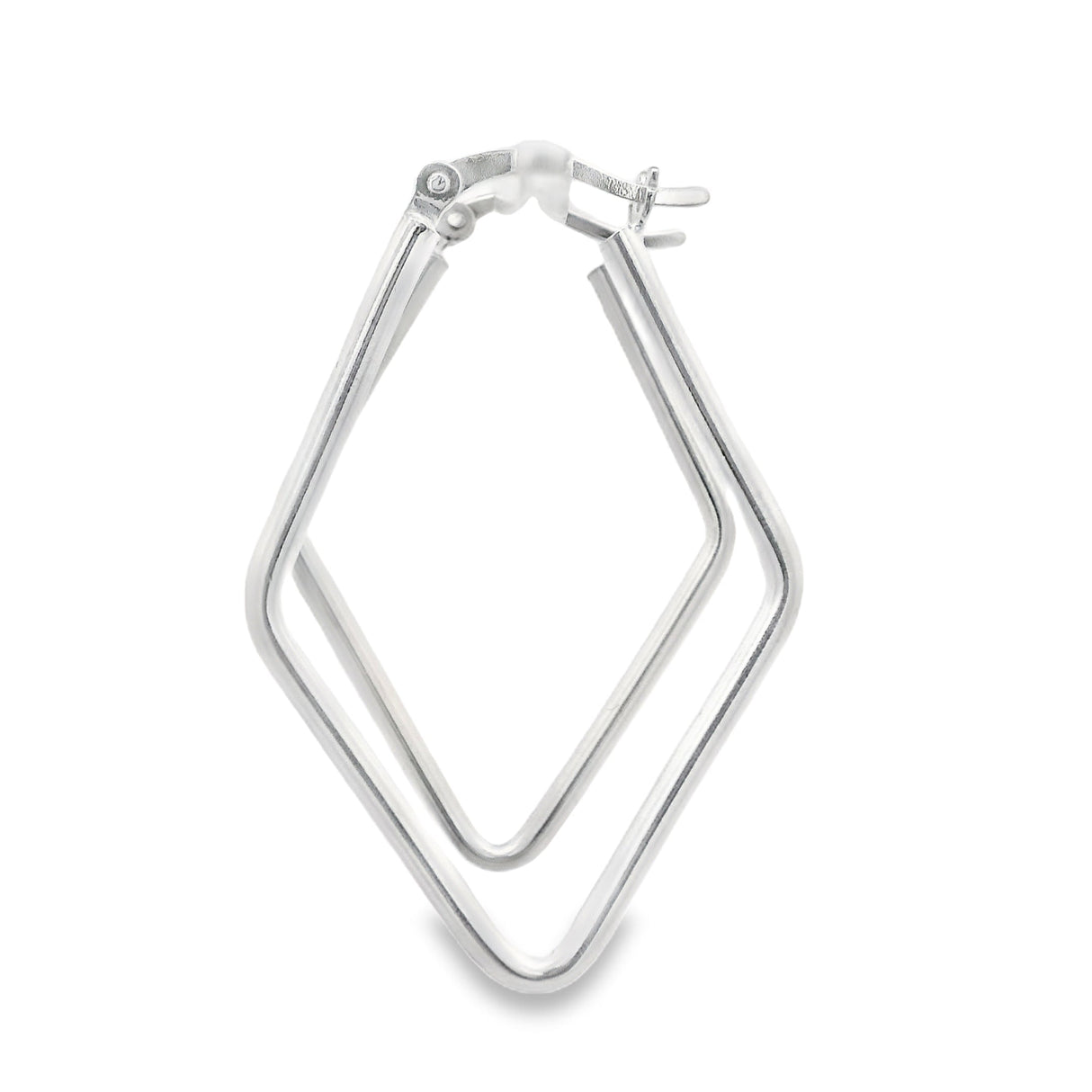 Sterling Silver Hoop Earrings - Fancy Shape Hinged Hoop