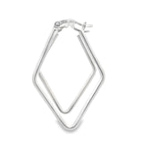 Sterling Silver Hoop Earrings - Fancy Shape Hinged Hoop