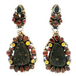 Leo Feeney black druze earrings with yellow sapphire, garnet, pink tourmaline and black onyx