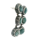Boucles d'oreilles émeraude - 3 rondes facettées avec marcassite et argent