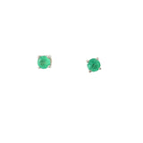 Faceted Emerald Stud Earrings - 4mm Round Prong Set with 925 Sterling Silver