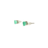 Faceted Emerald Stud Earrings - 4mm Round Prong Set with 925 Sterling Silver