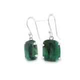 Faceted Emerald Dangle Earrings Prong Set