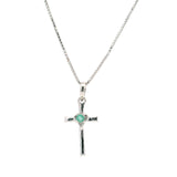 Faceted 2mm Faceted Round Gemstone Prong Set in Center of Cross with Open Back