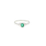 Emerald Ring - Bezel Set Faceted Oval With Step Shoulder Detail On Band Sz 10