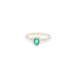 Emerald Ring - Bezel Set Faceted Oval With Step Shoulder Detail On Band Sz 6.5