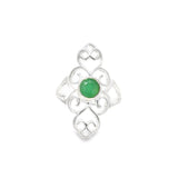 Emerald Ring - Faceted Round Set On 925 Sterling Silver Filagree Design Band sz10