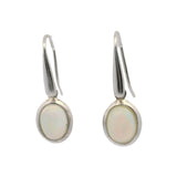 Ethiopian Opal Oval Dangle Earrings Bezel Set in 925 Sterling Silver