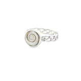 Eye of Shiva Ring with Chain Band Bezel Set in 925 Sterling Silver sz7