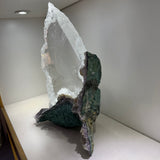 Extra Clear Selenite Crystal on Quartz Druze Matrix - Tripod Form