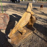 Travertine Iguana With Cactus Carving