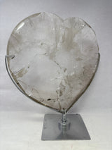 Clear Lemurian Quartz Crystal Faceted Heart on Fitted Stand