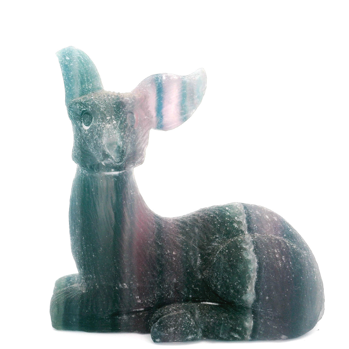 Rainbow Fluorite Deer Carving