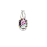 Faceted Fluorite Oval Pendant Bezel Set with Double Bail in 925 Sterling Silver