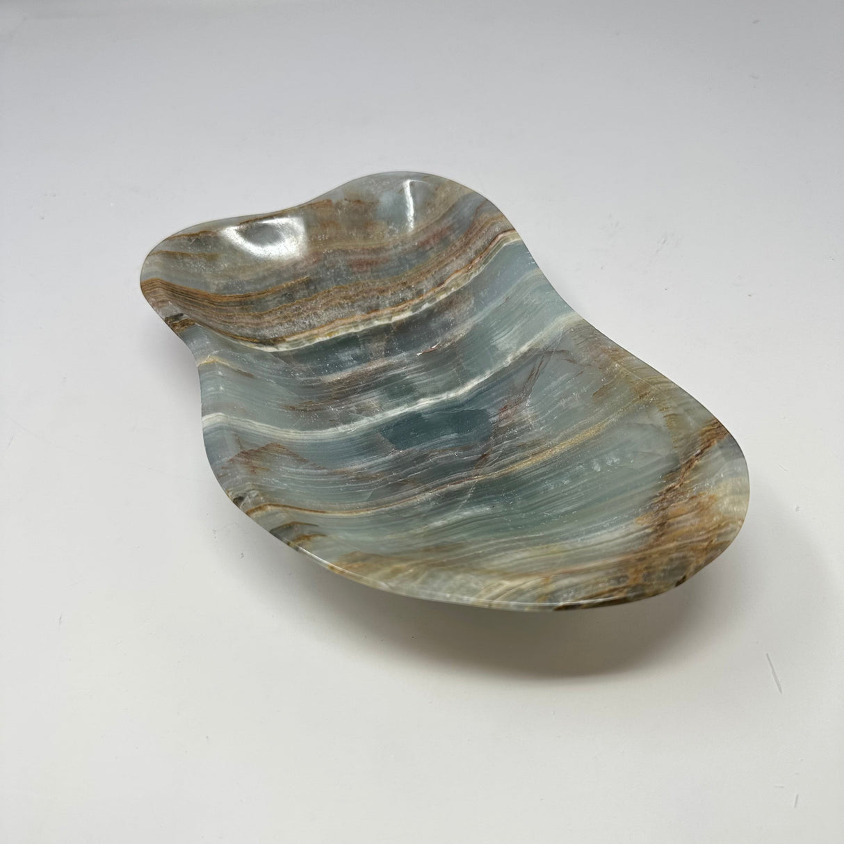 Blue Calcite Banded Freeform Dish