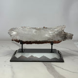 A+ Bermejillo Selenite Crystal Set Horizontal in Custom Mountainous 2-Tone Patina Stand