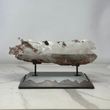A+ Bermejillo Selenite Crystal Set Horizontal in Custom Mountainous 2-Tone Patina Stand